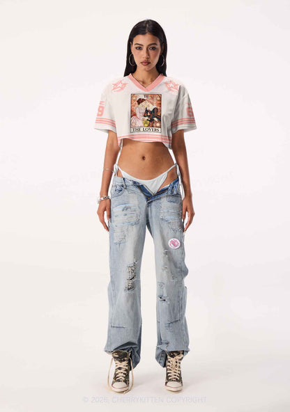 Victorian Rose Lesbian Pride Y2K Crop Sport Jersey Shirts Cherrykitten