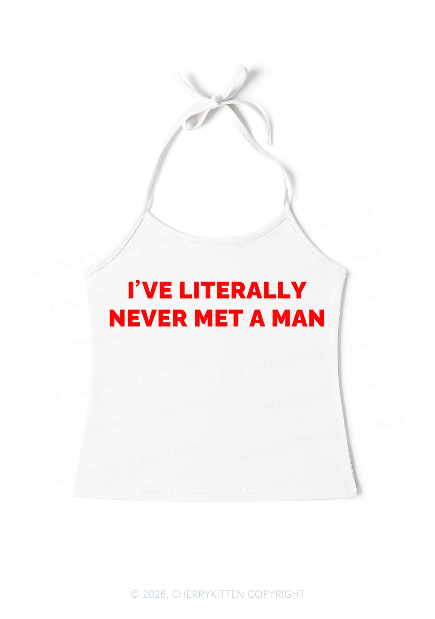 Never Met A Man Pirde Y2K Halter Neck Cami Cherrykitten