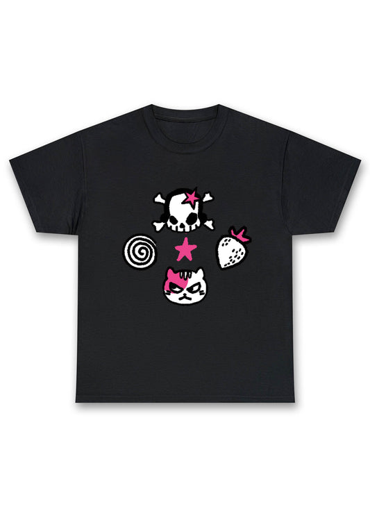Skull Strawberry Cat Stars Chunky Shirt