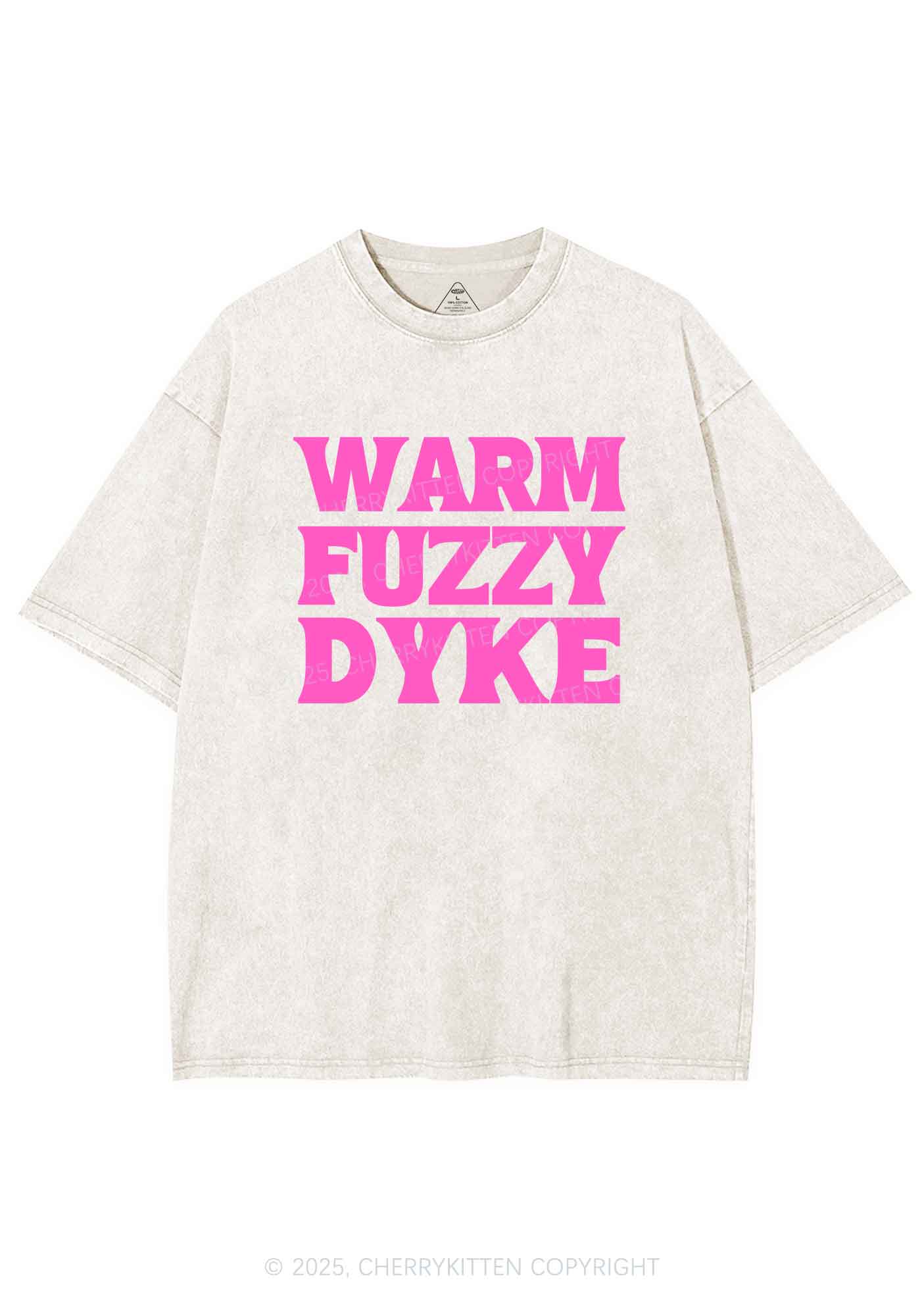 Warm Fuzzy Dyke Y2K Shirts Washed Tee Cherrykitten