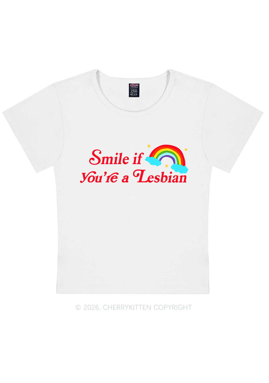 Smile If You Are Lesbian Pride Y2K Baby Tee Cherrykitten