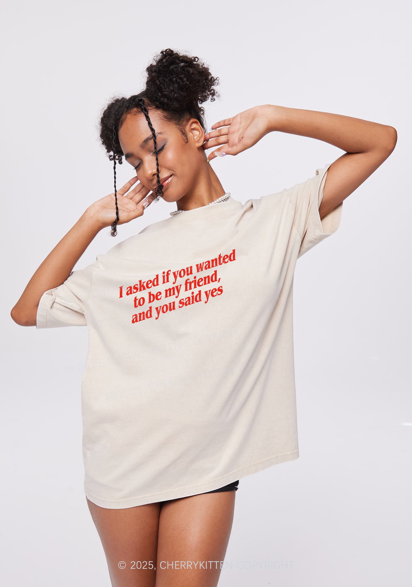 Be My Friend Y2K Shirts Washed Tee Cherrykitten
