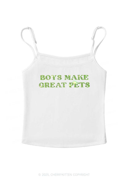 Rhinestone Boys Make Gr8 Pets Y2K Spaghetti Strap Cami Cherrykitten