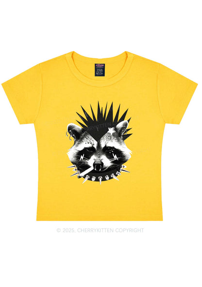 Punk Raccoon Y2K Baby Tee Cherrykitten
