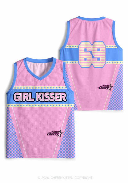 Pink Girl Kisser Pride Y2K Sport Jersey Tank Cherrykitten