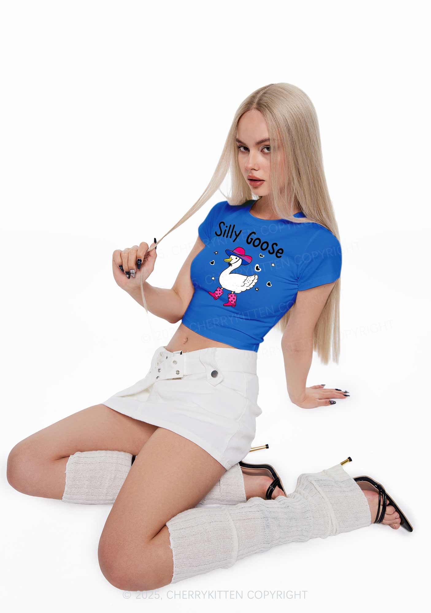 Silly Goose Bisexual Pride Y2K Baby Tee Cherrykitten