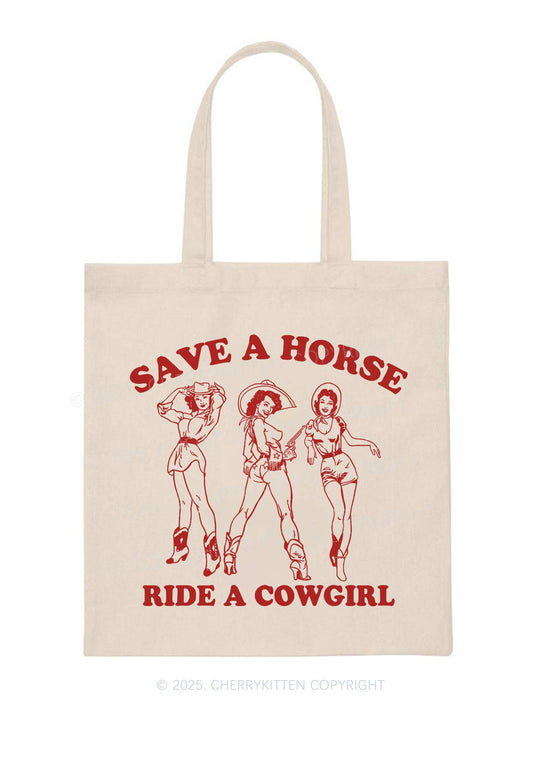 Ride A Cowgirl Pride Y2K Canvas Tote Bag Cherrykitten