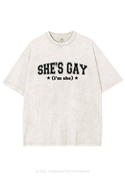 She Is Gay Y2K Shirts Washed Tee Cherrykitten