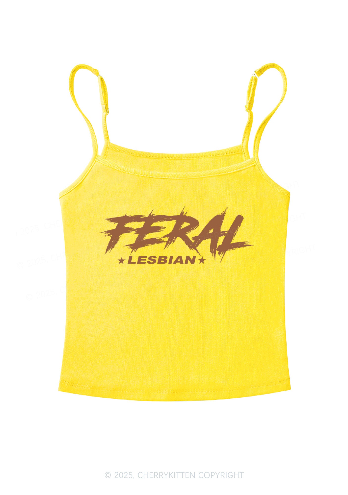 Feral Lesbian Pride Y2K Spaghetti Strap Cami Cherrykitten