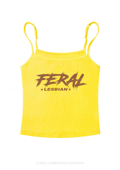 Feral Lesbian Pride Y2K Spaghetti Strap Cami Cherrykitten