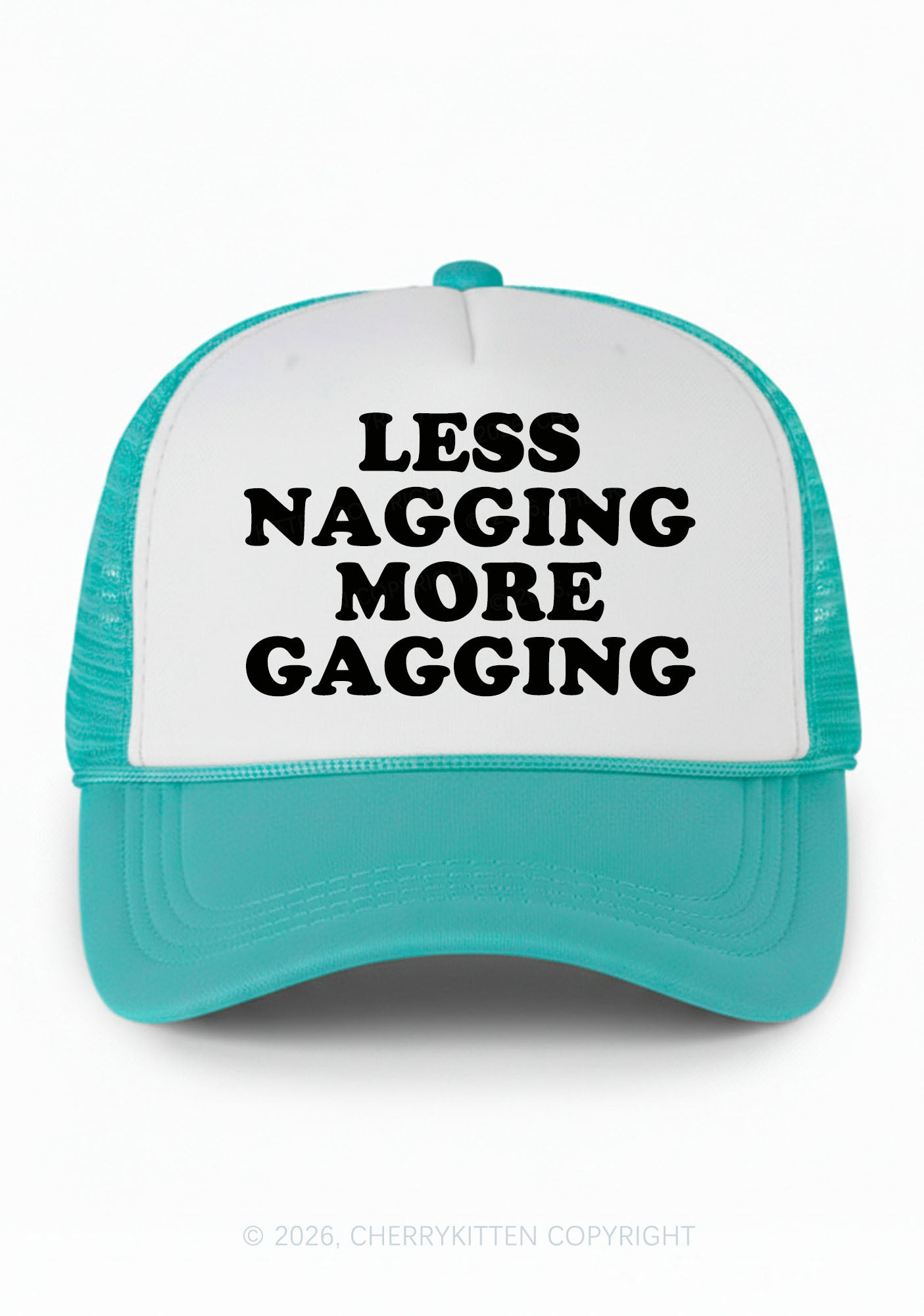 Less Nagging More Gagging Y2K Colorblock Trucker Hat Cherrykitten