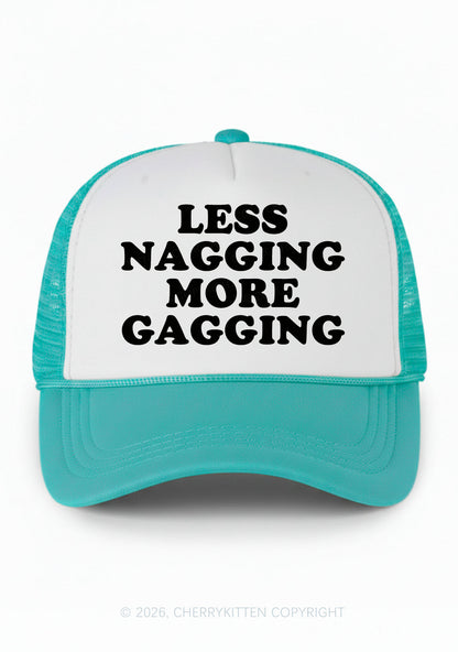 Less Nagging More Gagging Y2K Colorblock Trucker Hat Cherrykitten