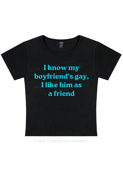 I Know My BF Is Gay Pride Y2K Baby Tee Cherrykitten