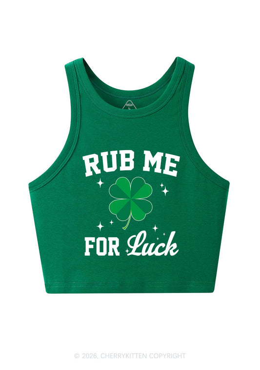 Rub Me For Luck St Patricks Y2K Crop Tank Top Cherrykitten