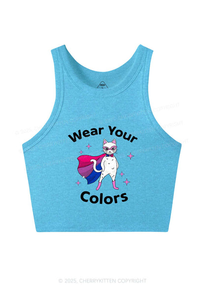 Bisexual Flag Cat Pride Y2K Crop Tank Top Cherrykitten