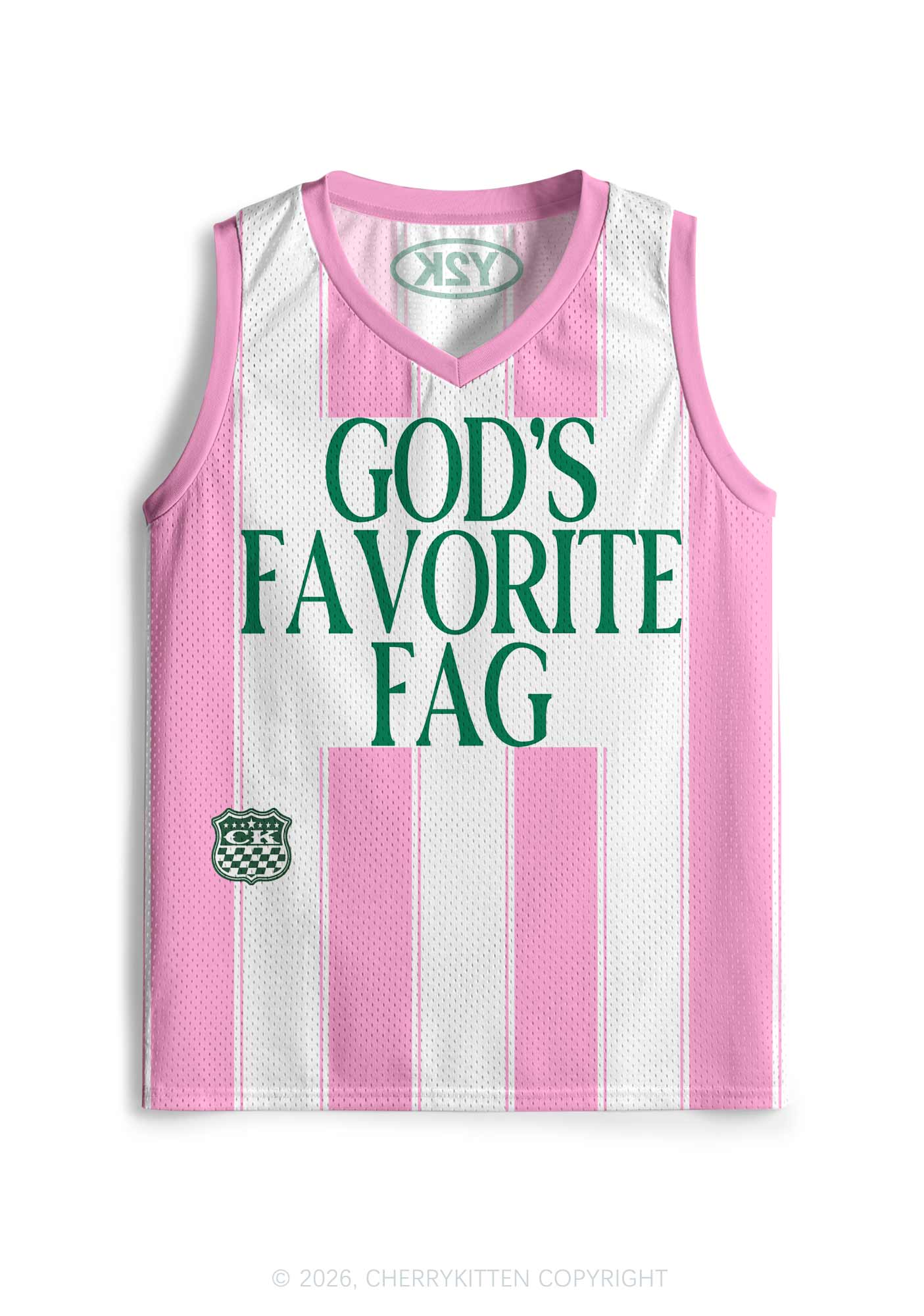 Deep Green Gods Favorite Fag Pride Y2K Sport Jersey Tank Cherrykitten