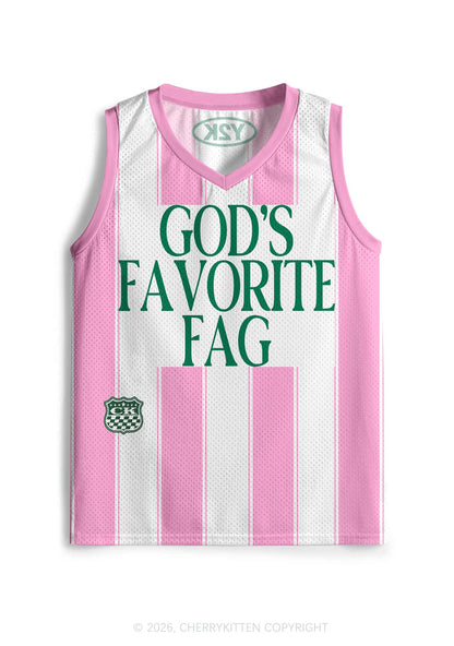 Deep Green Gods Favorite Fag Pride Y2K Sport Jersey Tank Cherrykitten