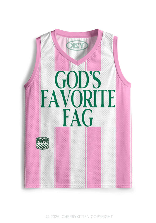 Deep Green Gods Favorite Fag Pride Y2K Sport Jersey Tank Cherrykitten
