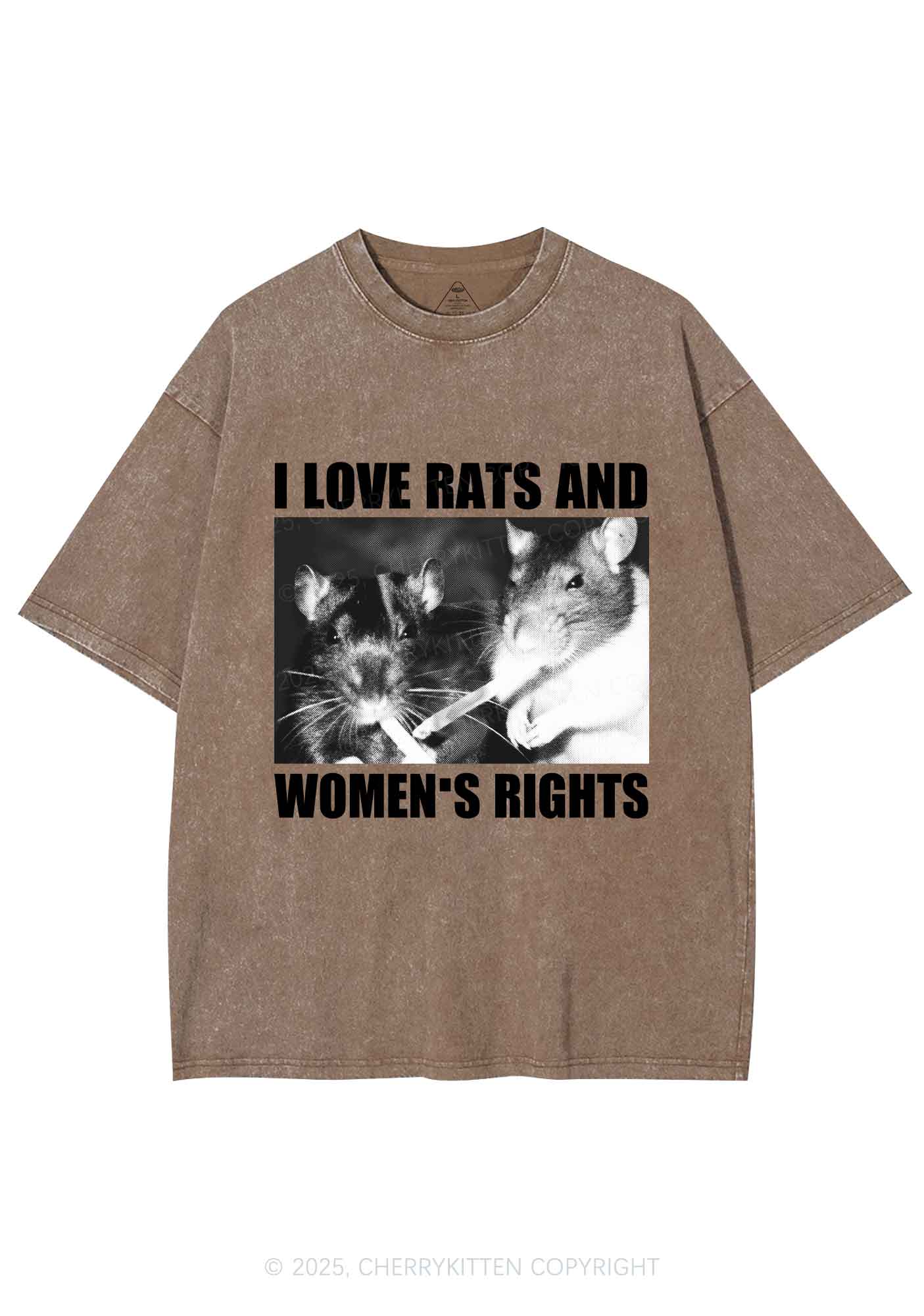 I Love Smoking Rats Y2K Shirts Washed Tee Cherrykitten
