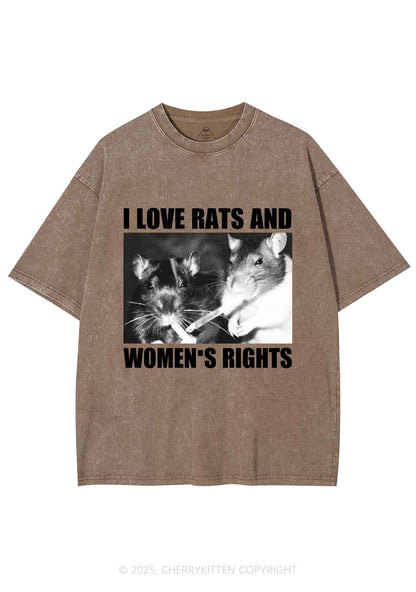 I Love Smoking Rats Y2K Shirts Washed Tee Cherrykitten
