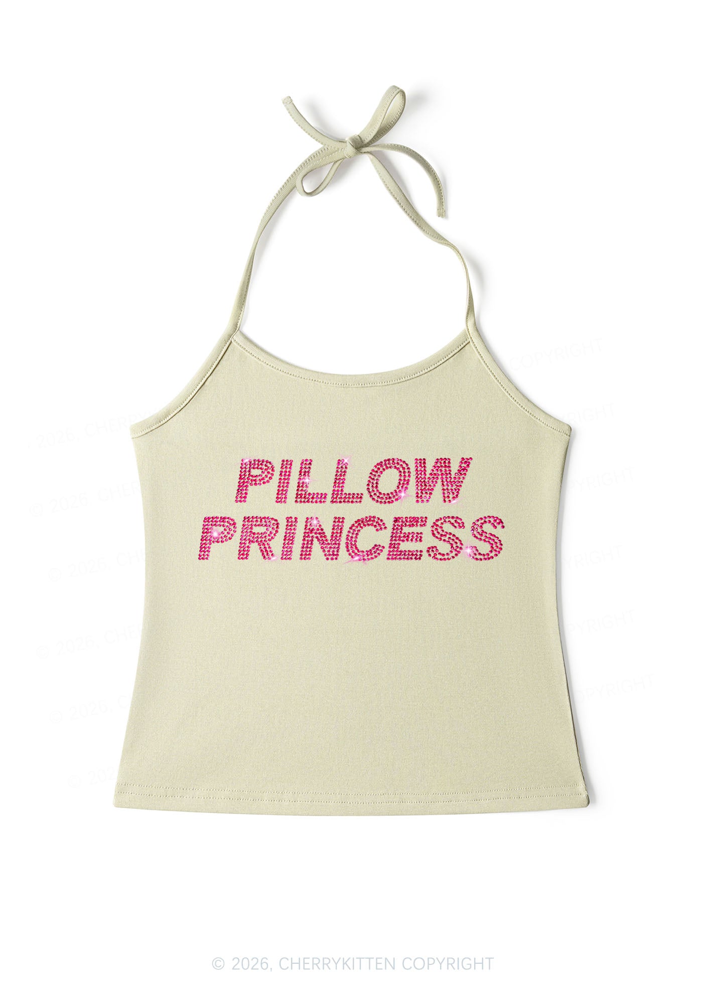 Rhinestone Pillow Princess Y2K Halter Neck Cami Cherrykitten