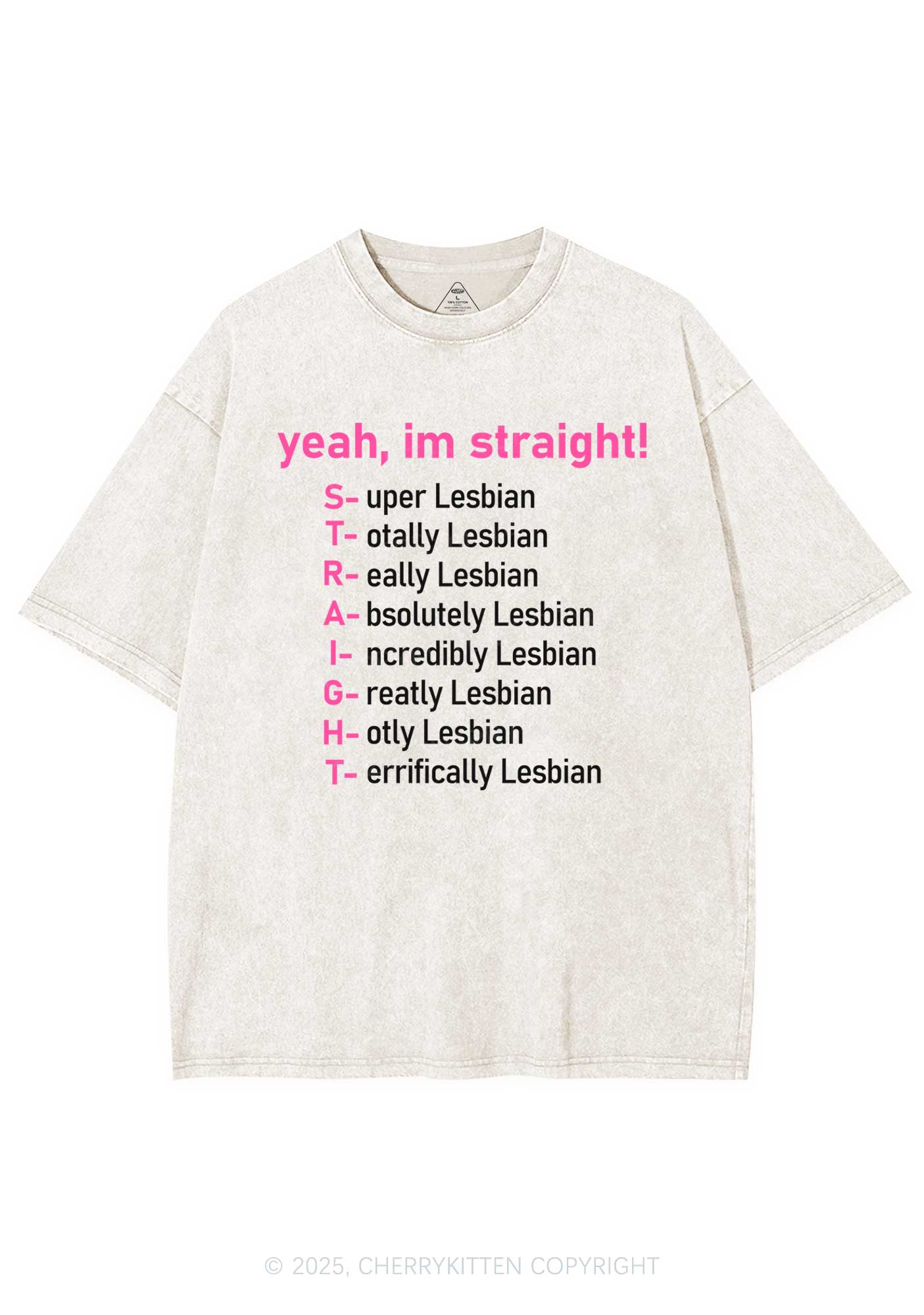 Straight Lesbian Y2K Shirts Washed Tee Cherrykitten