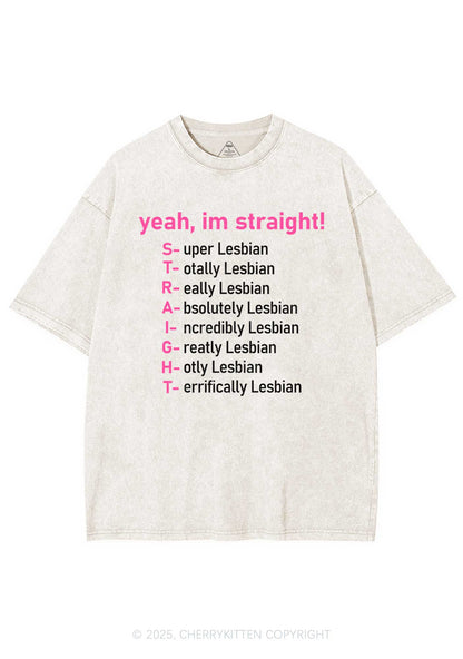 Straight Lesbian Y2K Shirts Washed Tee Cherrykitten