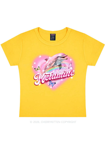 Pink K Dolphin Y2K Baby Tee Cherrykitten