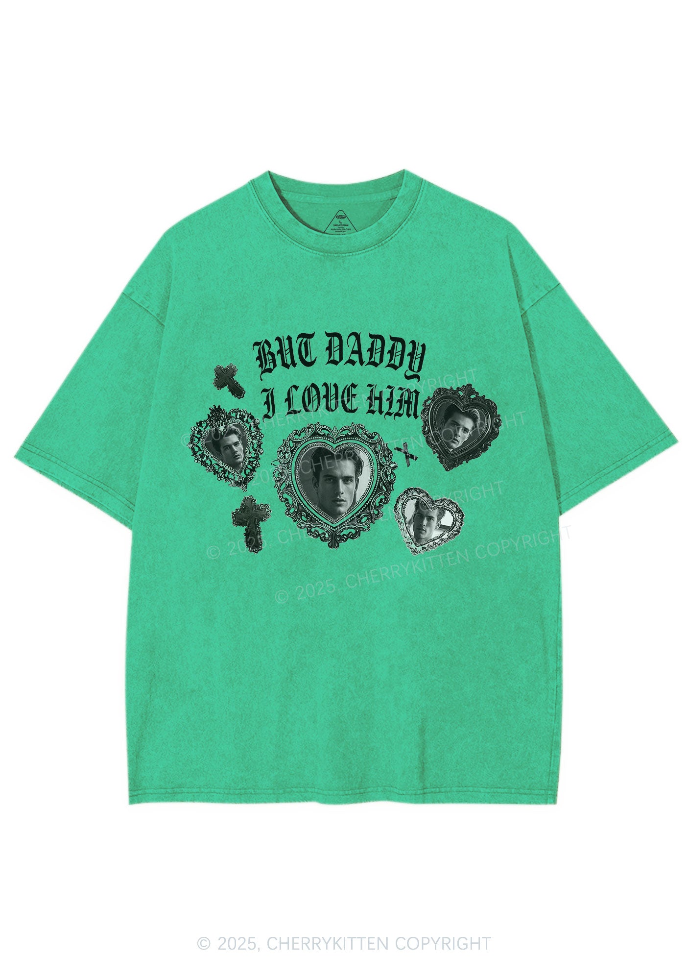 Gothic But Daddy I Love Him Y2K Shirts Washed Tee Cherrykitten