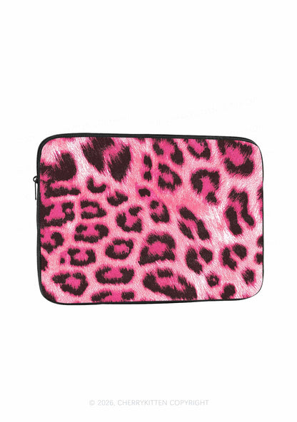 Pink Leopard Y2K Laptop Sleeve Cherrykitten