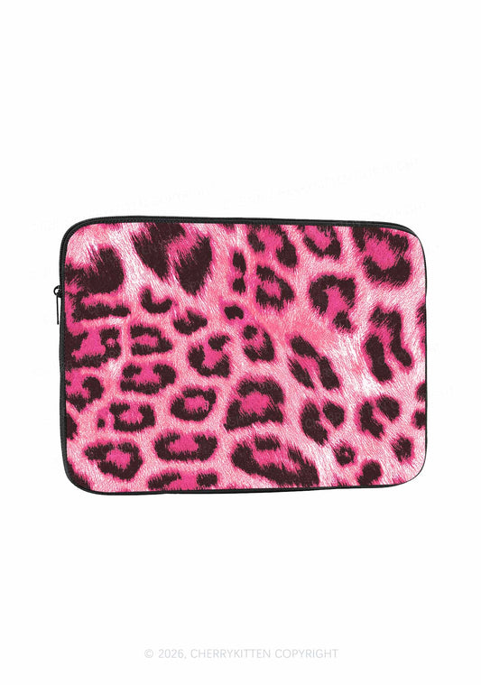 Pink Leopard Y2K Laptop Sleeve Cherrykitten