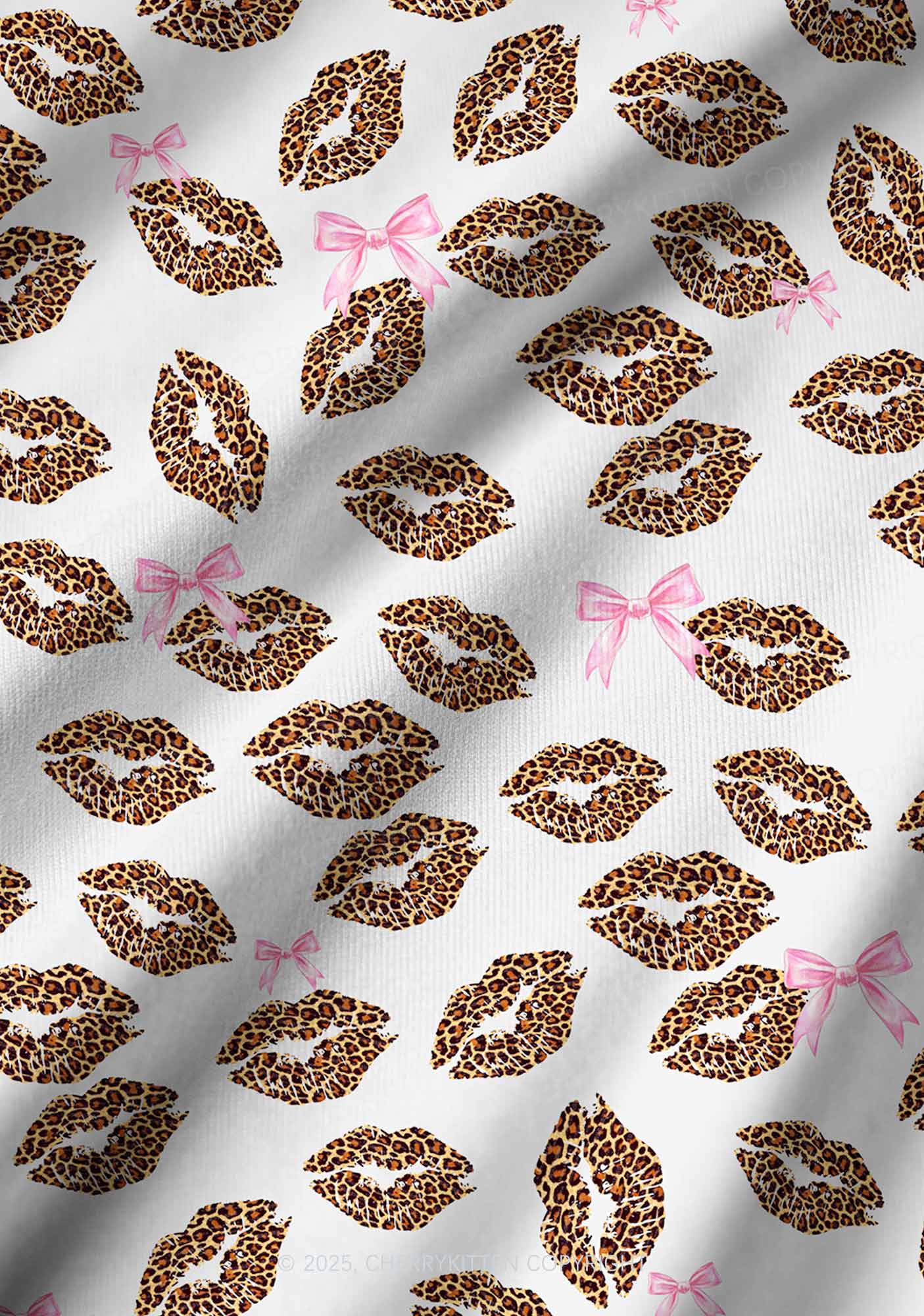 Leopard Lip Print Valentine's Day Y2K Print Long Sleeve Pajama Set Cherrykitten