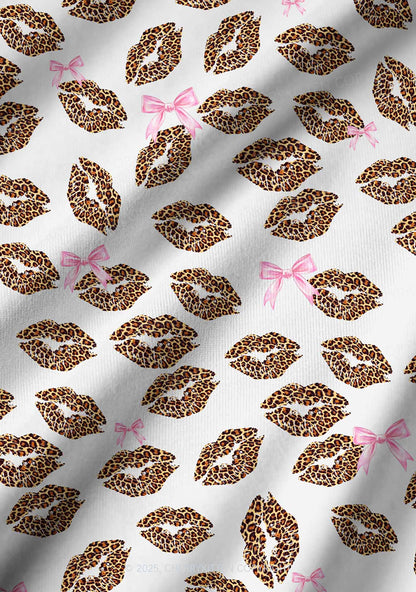 Leopard Lip Print Valentine's Day Y2K Print Long Sleeve Pajama Set Cherrykitten