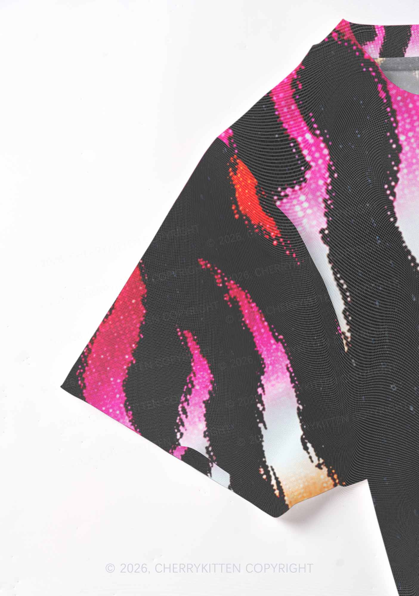 Lesbian Flame Pride Y2K Mesh Crop Top Cherrykitten