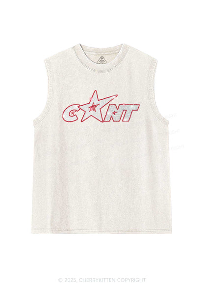 Rhinestone Star Cxxt Y2K Washed Muscle Tank Cherrykitten