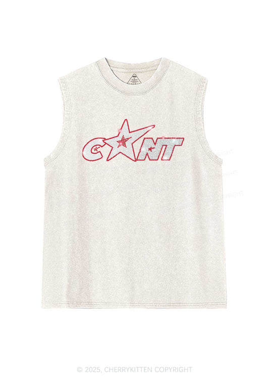 Rhinestone Star Cxxt Y2K Washed Muscle Tank Cherrykitten
