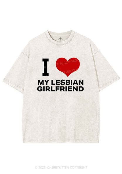I Love My Lesbian GF Y2K Shirts Washed Tee Cherrykitten