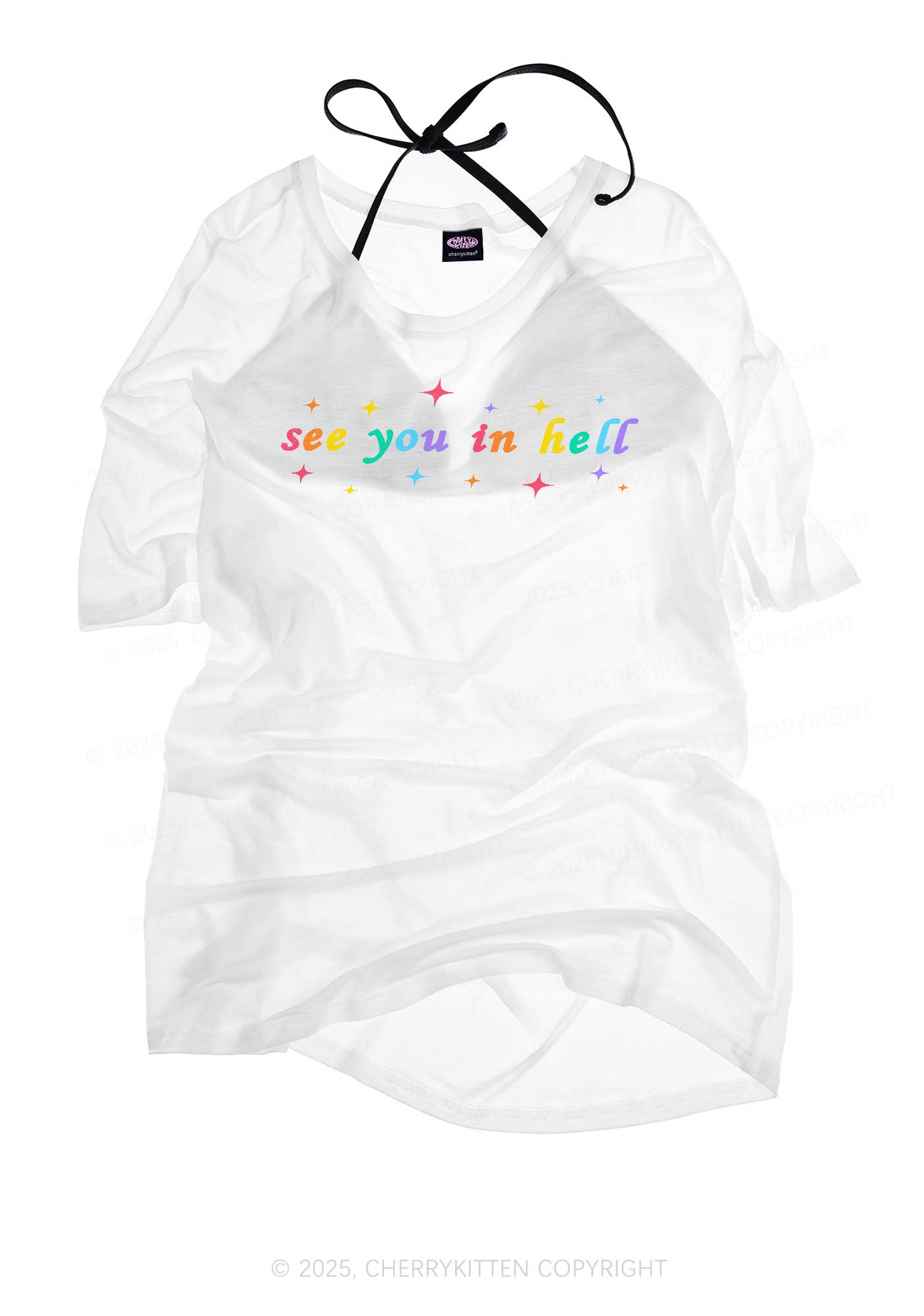 See You In Hell Y2K Sheer Boyfriend Tee Cherrykitten