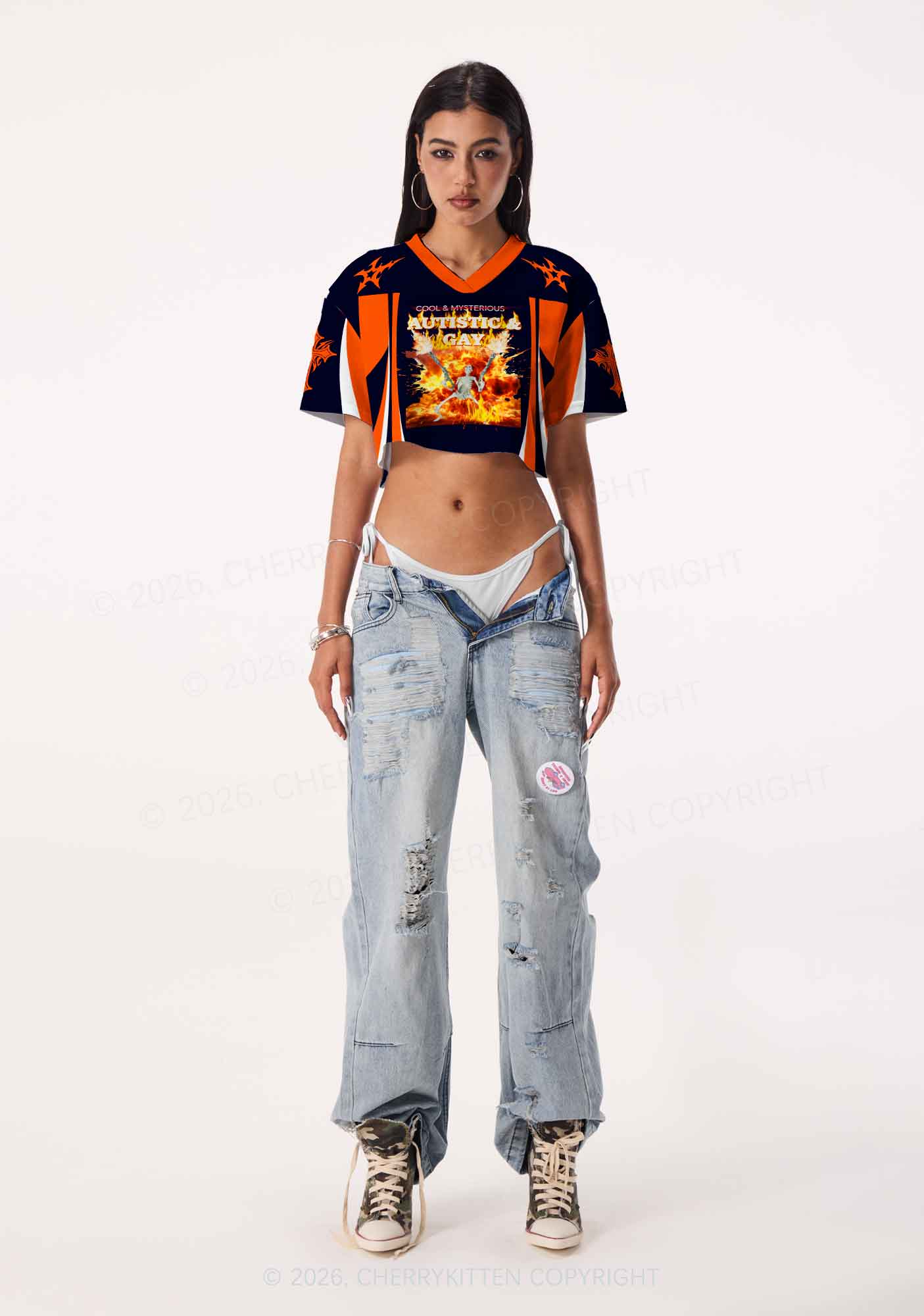 Autistic Gay Skeleton Pride Y2K Crop Sport Jersey Shirts Cherrykitten