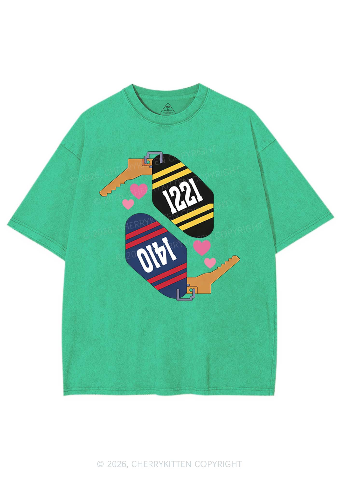 Retro Key Tag HR Y2K Shirts Washed Tee Cherrykitten