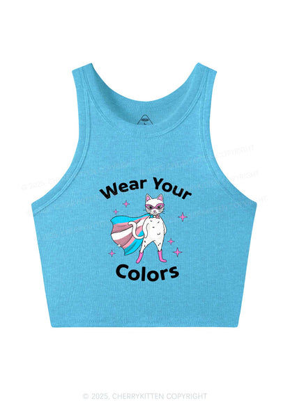 Transgender Flag Cat Pride Y2K Crop Tank Top Cherrykitten