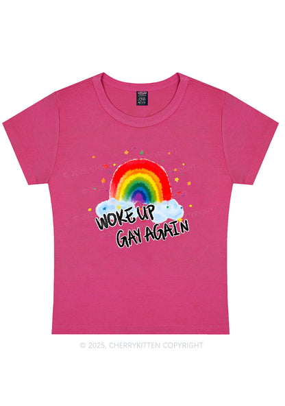 Woke Up Gay Again Y2K Baby Tee Cherrykitten