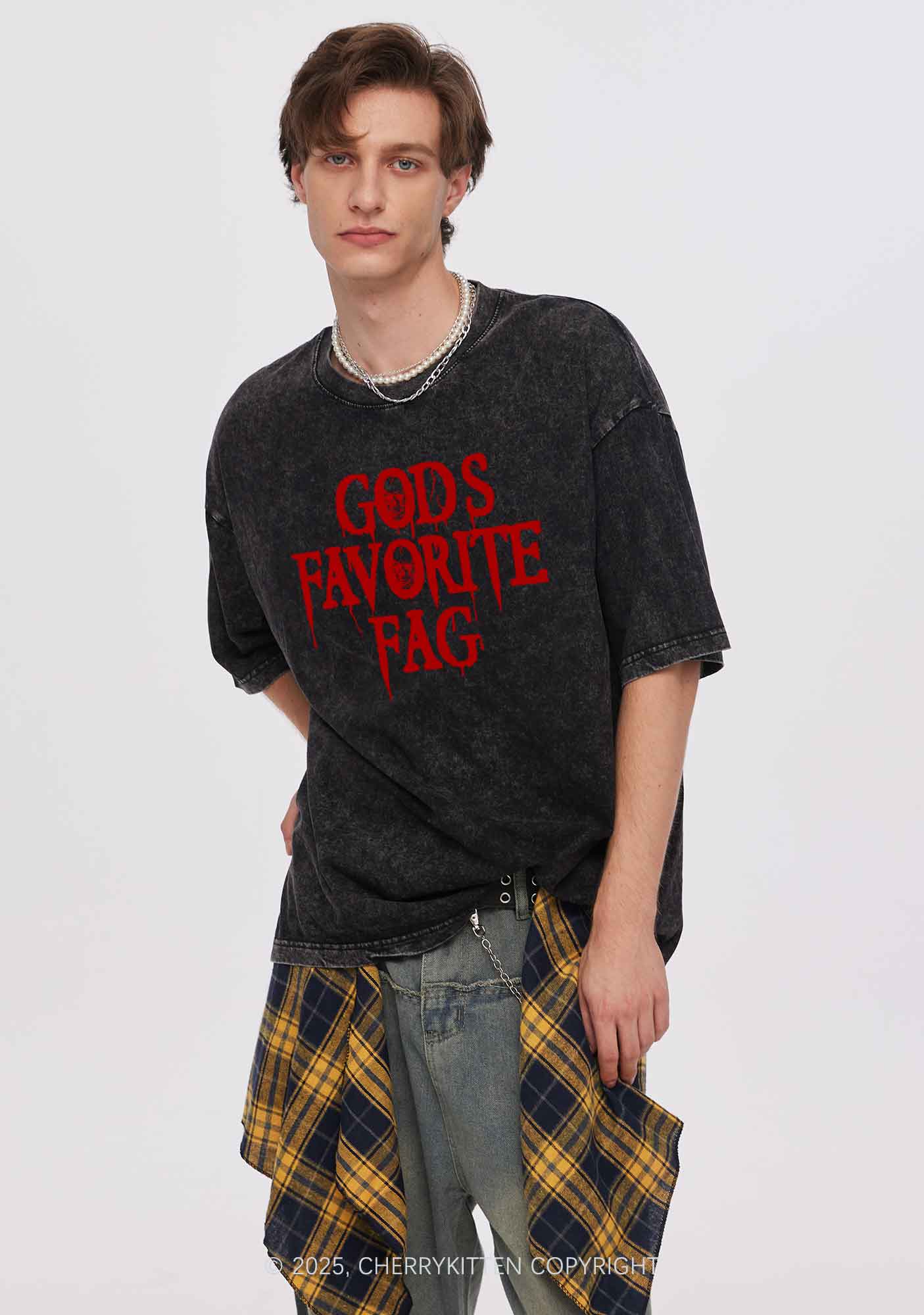 Halloween Gods Favorite Fag Pride Y2K Shirts Washed Tee Cherrykitten