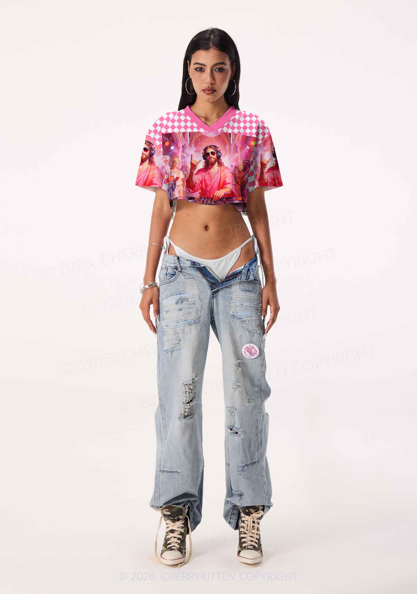 DJ Jesus Y2K Crop Sport Jersey Shirts Cherrykitten
