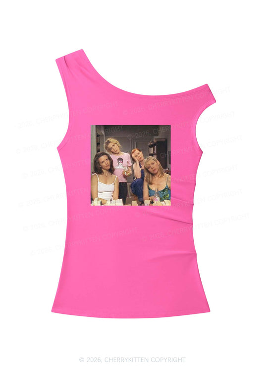 Girl Puzzled Y2K Off Shoulder Tank Top Cherrykitten