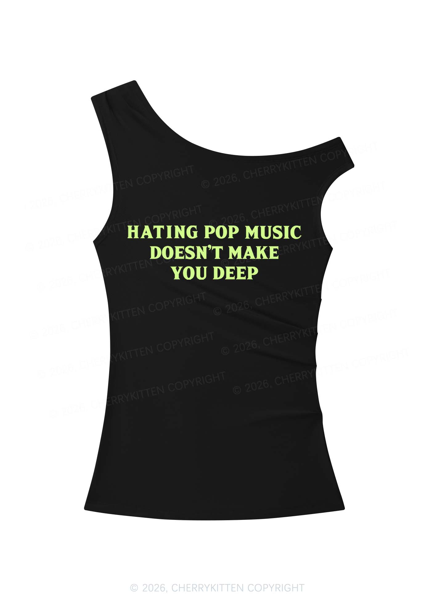 Hating Pop Music Y2K Off Shoulder Tank Top Cherrykitten