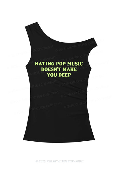 Hating Pop Music Y2K Off Shoulder Tank Top Cherrykitten
