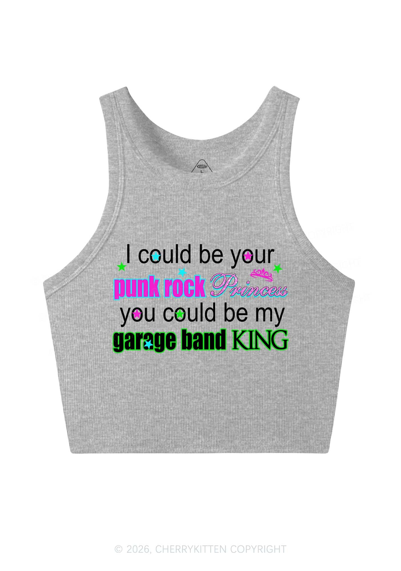 Punk Rock Princess Y2K Crop Tank Top Cherrykitten