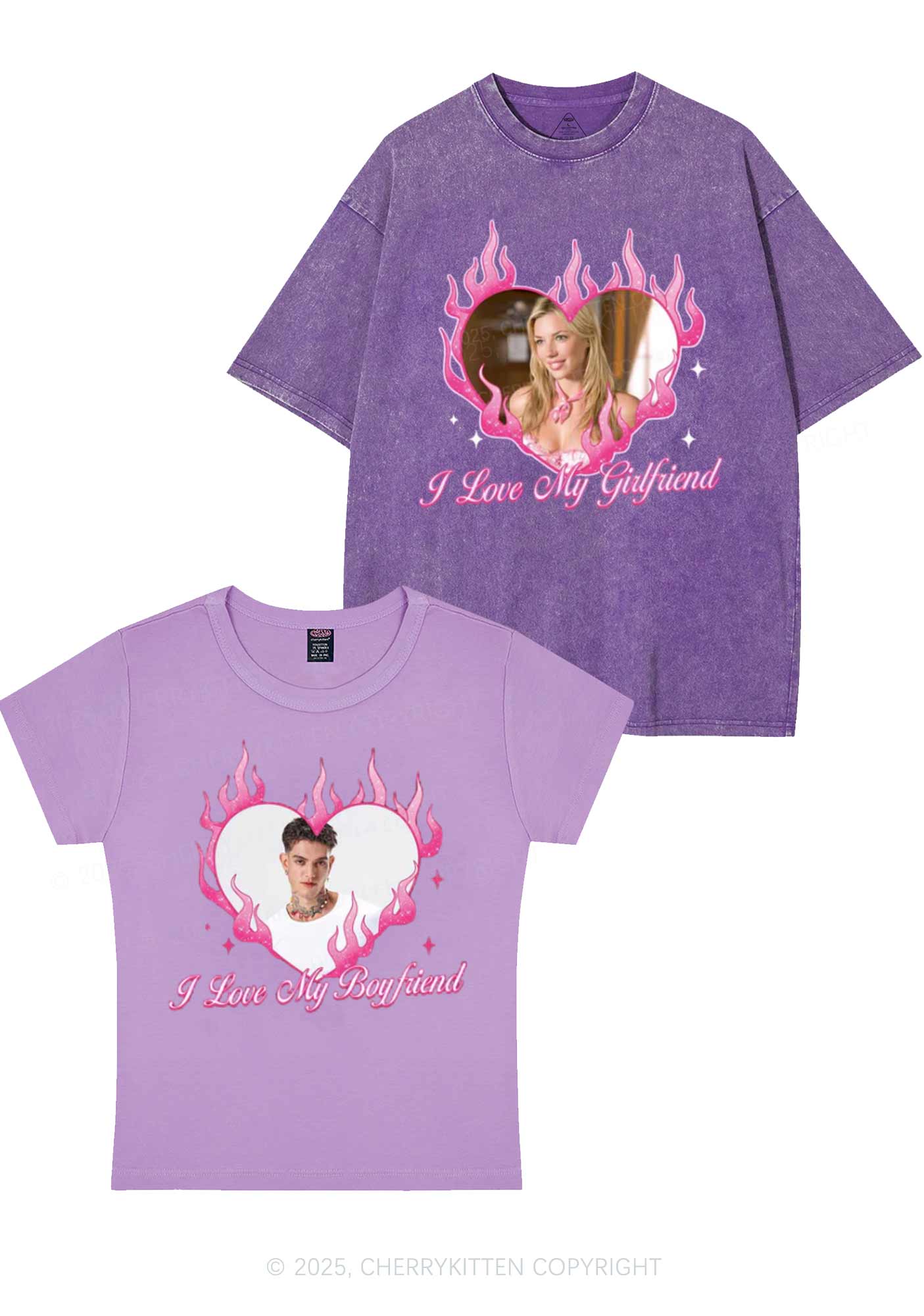 Custom I Love My GF BF Y2K Valentine's Day Couple Shirt Cherrykitten