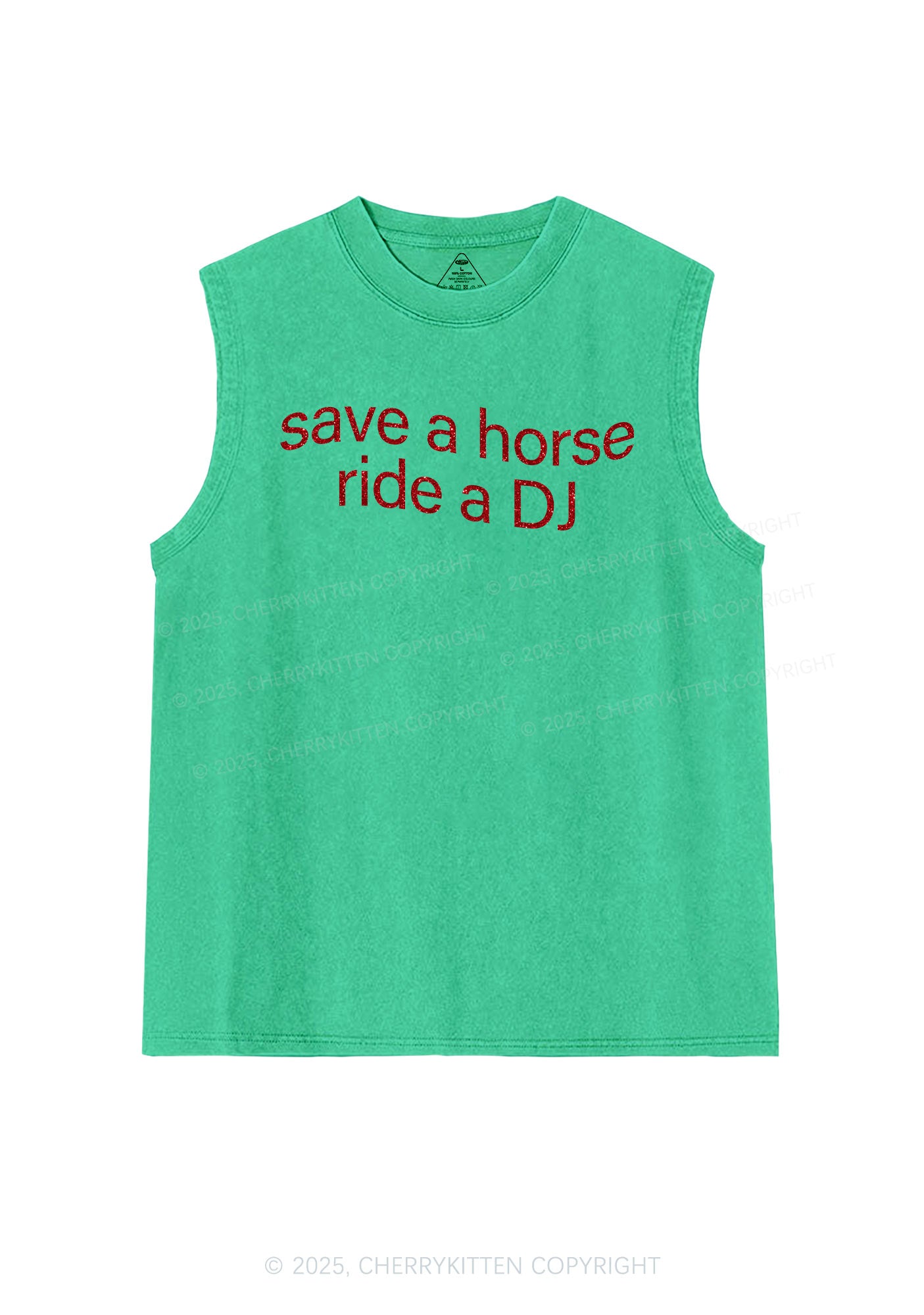 Glitter Ride A DJ Y2K Washed Muscle Tank Cherrykitten